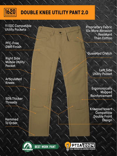 Double Knee Utility Pant 2.0 - Seconds - FINAL SALE Pants 1620 workwear